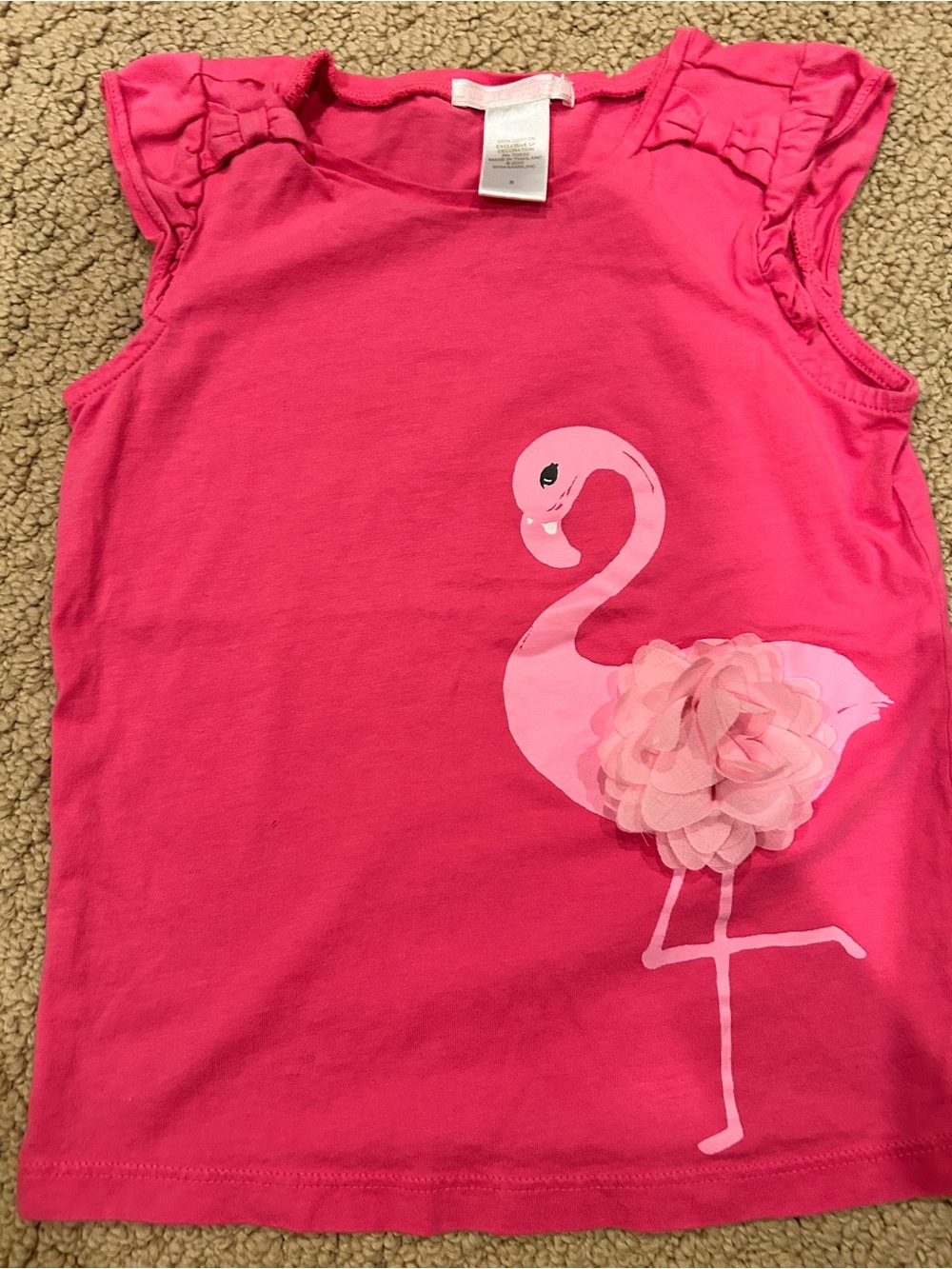 Jamie & Jack Girls' Pink Floral 3D Flamingo Ruffle Sleeve Tank Top size 5